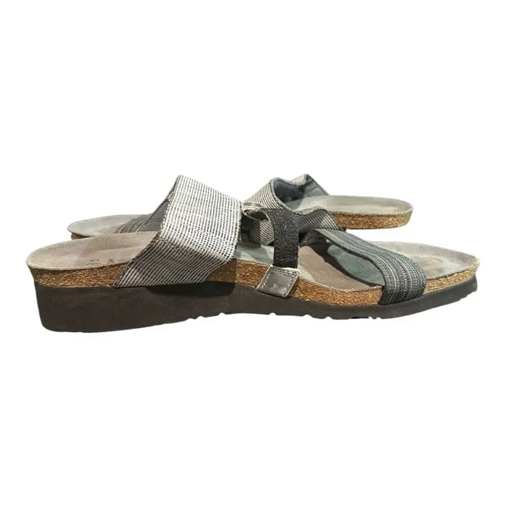 Naot Women’s Brenda Gray Wedge Sandals Size 40 US 9 Comfort Casual Slip On Shoe